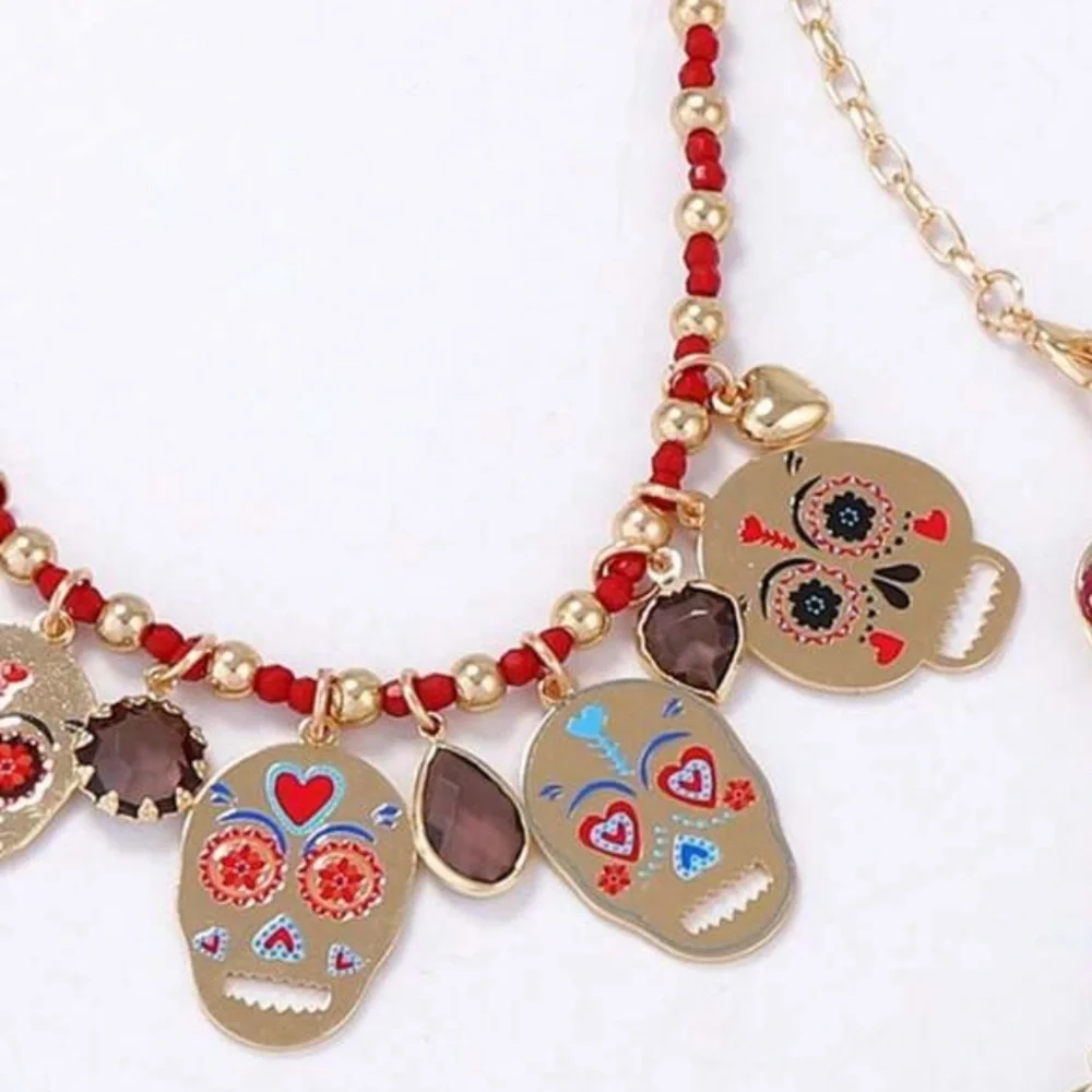 Zara Multicolor Skull Charm Necklace